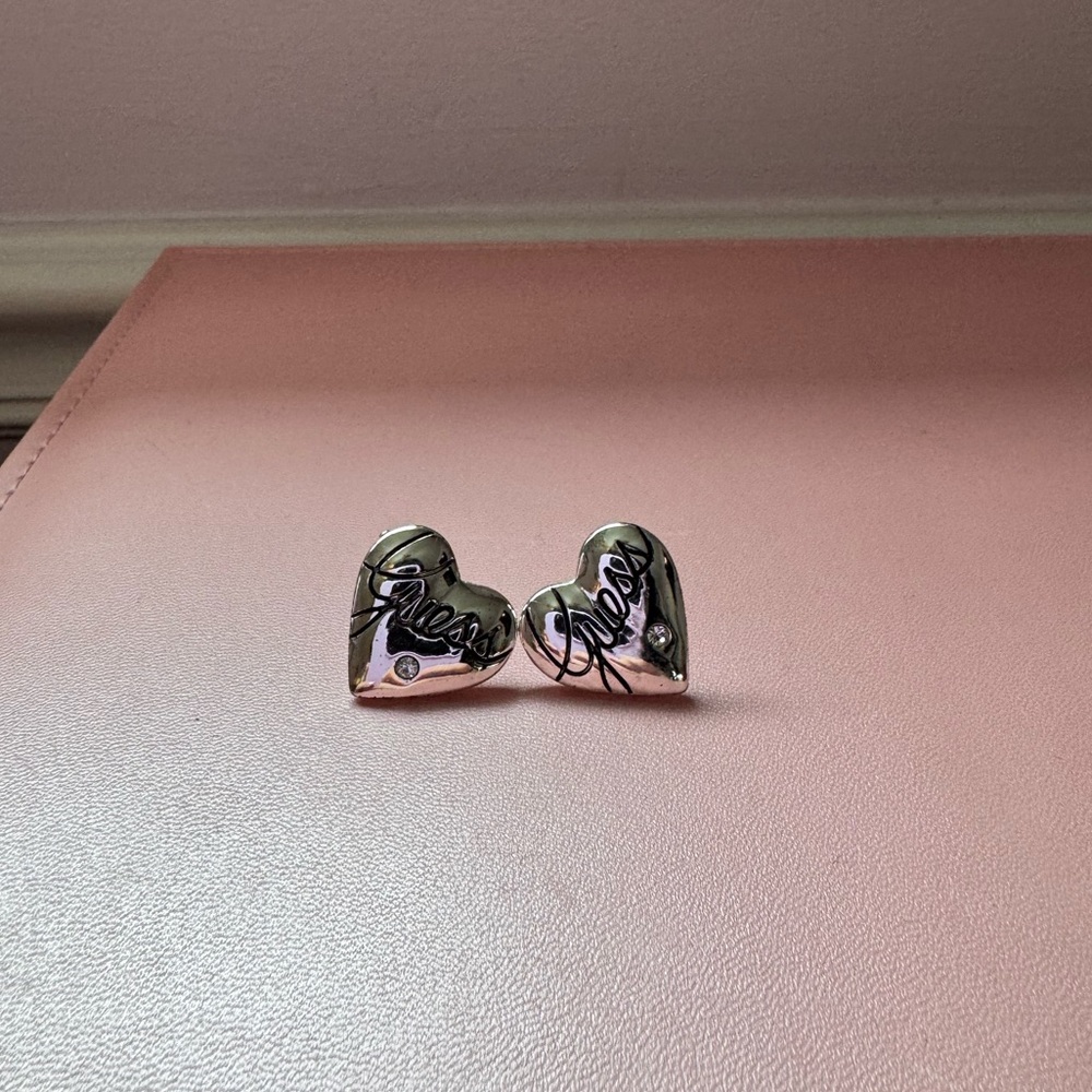 Guess Heart Earrings | Silver